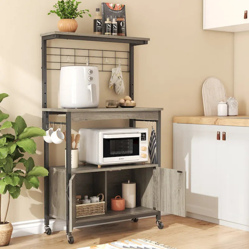 Supporto per microonde da 80 cm con armadietto e ripiani regolabili in altezza per cucina
