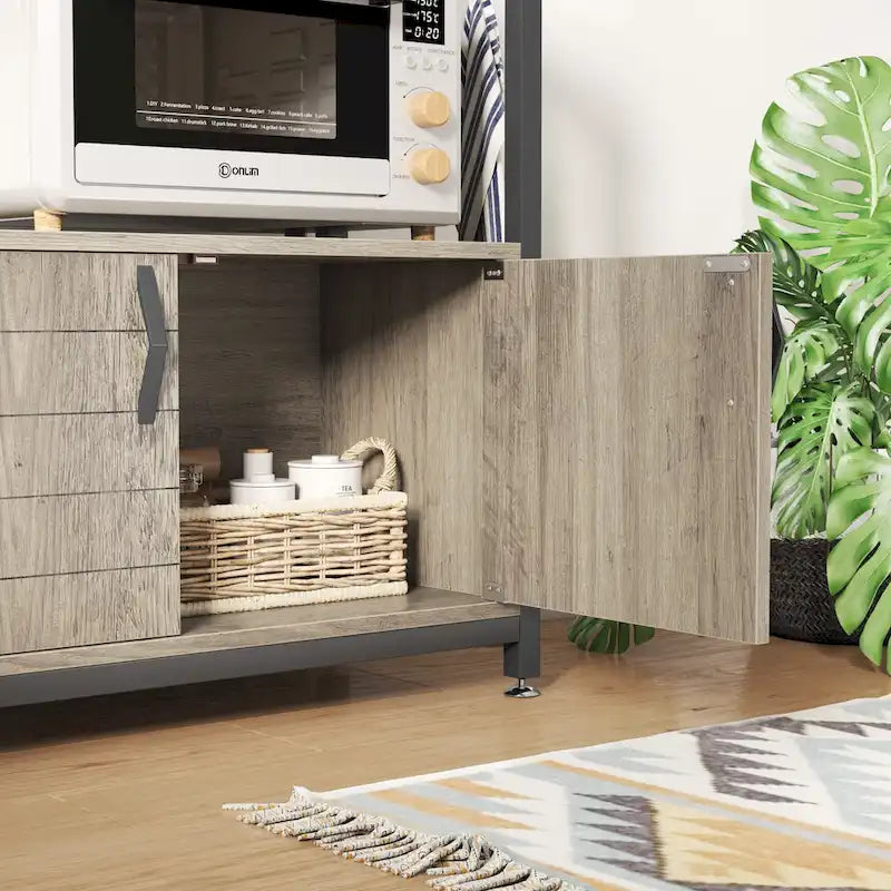 Supporto per microonde da 80 cm con armadietto e ripiani regolabili in altezza per cucina