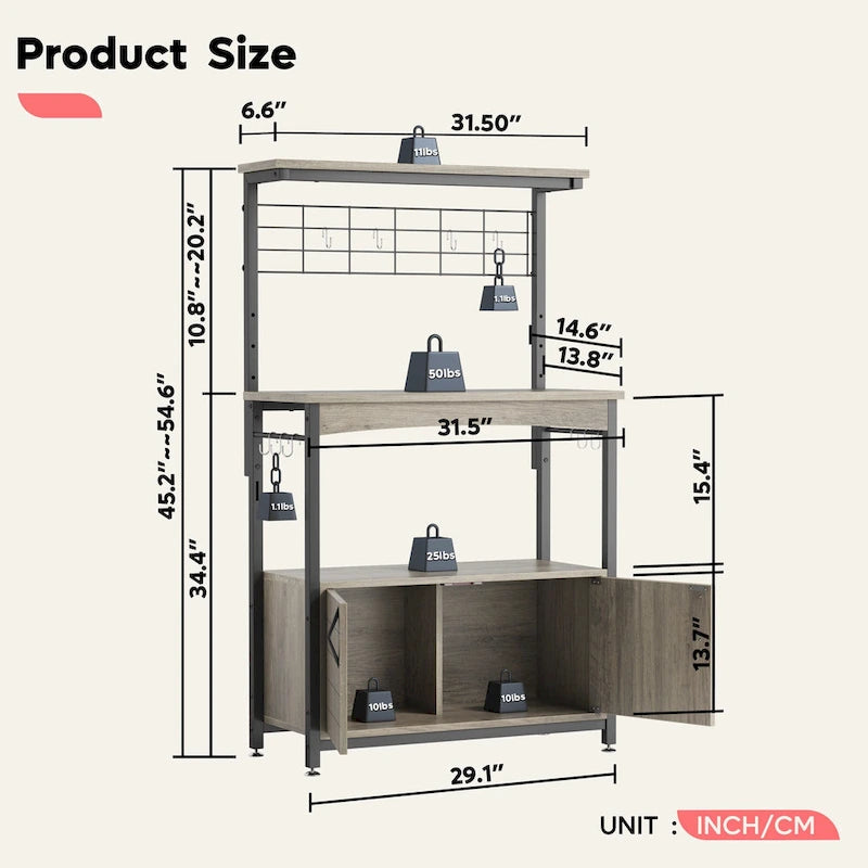 Supporto per microonde da 80 cm con armadietto e ripiani regolabili in altezza per cucina