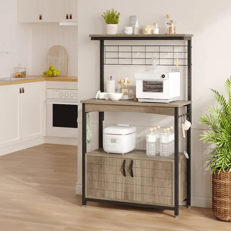 Supporto per microonde da 80 cm con armadietto e ripiani regolabili in altezza per cucina