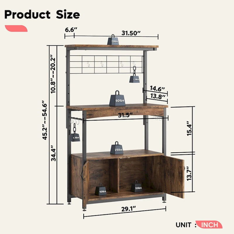 Supporto per microonde da 80 cm con armadietto e ripiani regolabili in altezza per cucina