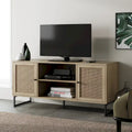 Nathan James Mina Mobile TV Moderno, Credenza per l'Intrattenimento, Mobile Media, Legno di Quercia e Dettagli Neri con Ante Contenitore