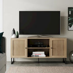 Nathan James Mina Mobile TV Moderno, Credenza per l'Intrattenimento, Mobile Media, Legno di Quercia e Dettagli Neri con Ante Contenitore