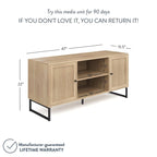 Nathan James Mina Mobile TV Moderno, Credenza per l'Intrattenimento, Mobile Media, Legno di Quercia e Dettagli Neri con Ante Contenitore