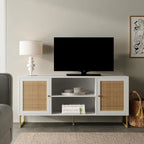 Nathan James Mina Mobile TV Moderno, Credenza per l'Intrattenimento, Mobile Media, Legno di Quercia e Dettagli Neri con Ante Contenitore