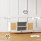 Nathan James Mina Mobile TV Moderno, Credenza per l'Intrattenimento, Mobile Media, Legno di Quercia e Dettagli Neri con Ante Contenitore