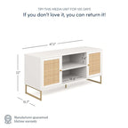 Nathan James Mina Mobile TV Moderno, Credenza per l'Intrattenimento, Mobile Media, Legno di Quercia e Dettagli Neri con Ante Contenitore