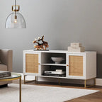 Nathan James Mina Mobile TV Moderno, Credenza per l'Intrattenimento, Mobile Media, Legno di Quercia e Dettagli Neri con Ante Contenitore