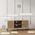 Nathan James Mina Mobile TV Moderno, Credenza per l'Intrattenimento, Mobile Media, Legno di Quercia e Dettagli Neri con Ante Contenitore