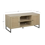 Nathan James Mina Mobile TV Moderno, Credenza per l'Intrattenimento, Mobile Media, Legno di Quercia e Dettagli Neri con Ante Contenitore