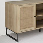 Nathan James Mina Mobile TV Moderno, Credenza per l'Intrattenimento, Mobile Media, Legno di Quercia e Dettagli Neri con Ante Contenitore