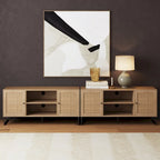 Nathan James Mina Mobile TV Moderno, Credenza per l'Intrattenimento, Mobile Media, Legno di Quercia e Dettagli Neri con Ante Contenitore