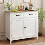 Mobile credenza da cucina con 2 cassetti, mobile bar per caffè, mobile da ingresso in legno con armadio a doppia anta