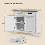 Mobile credenza da cucina con 2 cassetti, mobile bar per caffè, mobile da ingresso in legno con armadio a doppia anta
