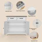 Mobile credenza da cucina con 2 cassetti, mobile bar per caffè, mobile da ingresso in legno con armadio a doppia anta