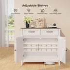 Mobile credenza da cucina con 2 cassetti, mobile bar per caffè, mobile da ingresso in legno con armadio a doppia anta