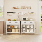 Mobile credenza da cucina con 2 cassetti, mobile bar per caffè, mobile da ingresso in legno con armadio a doppia anta