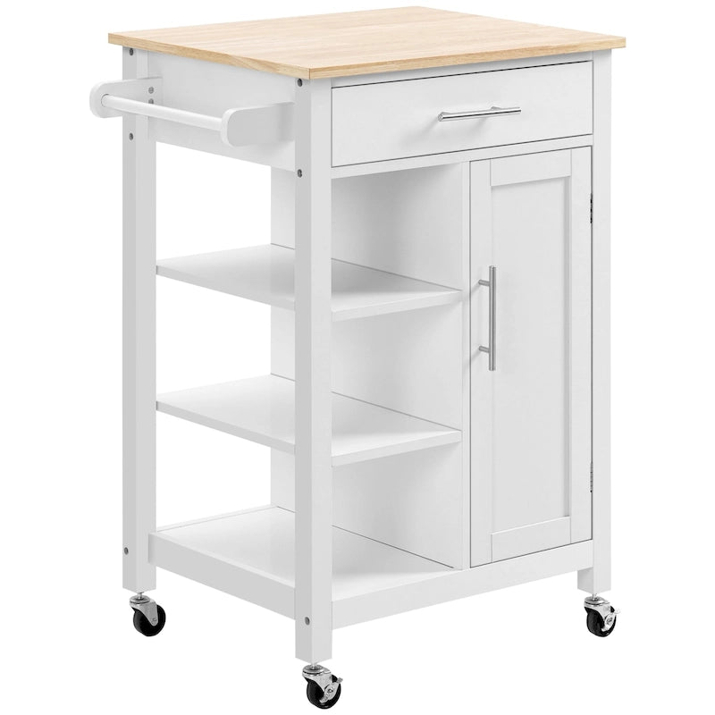 HOMCOM Carrello da Cucina Compatto con Ruote, Carrello Multiuso con Ripiano e Cassetto per Sala da Pranzo