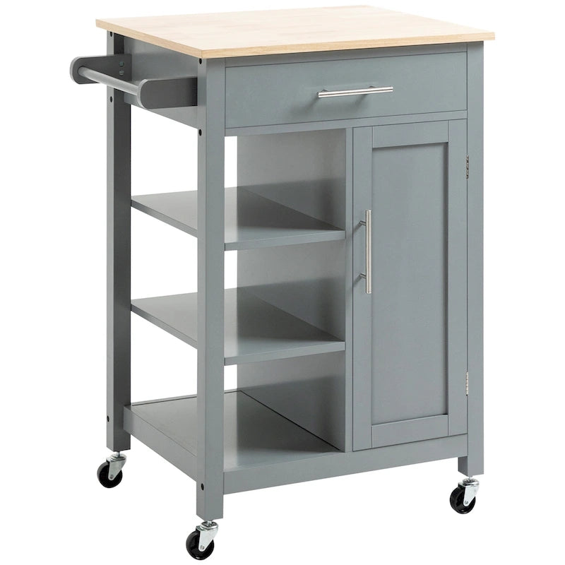 HOMCOM Carrello da Cucina Compatto con Ruote, Carrello Multiuso con Ripiano e Cassetto per Sala da Pranzo