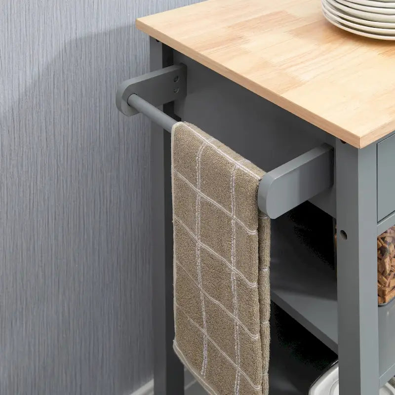 HOMCOM Carrello da Cucina Compatto con Ruote, Carrello Multiuso con Ripiano e Cassetto per Sala da Pranzo
