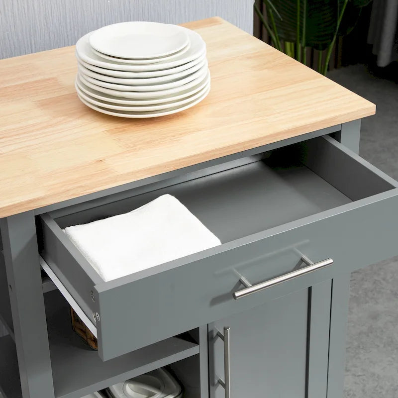HOMCOM Carrello da Cucina Compatto con Ruote, Carrello Multiuso con Ripiano e Cassetto per Sala da Pranzo