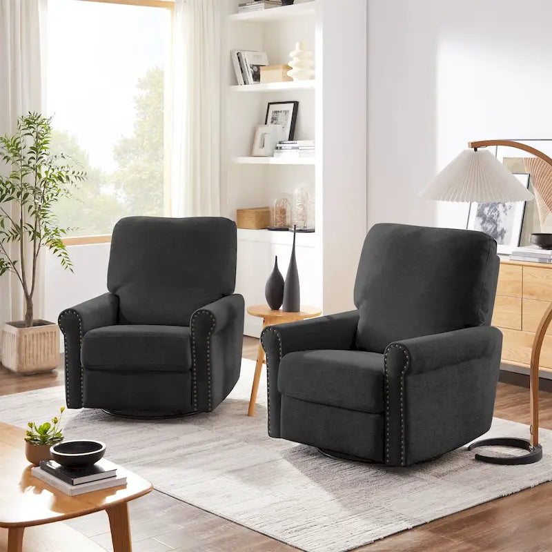 Heido Poltrona Relax Reclinabile Manuale con Funzione Girevole a 360 Gradi, Set da 2