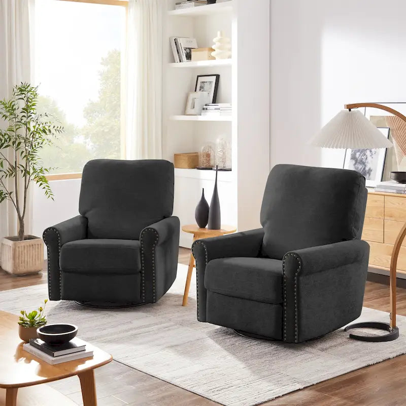 Heido Poltrona Relax Reclinabile Manuale con Funzione Girevole a 360 Gradi, Set da 2