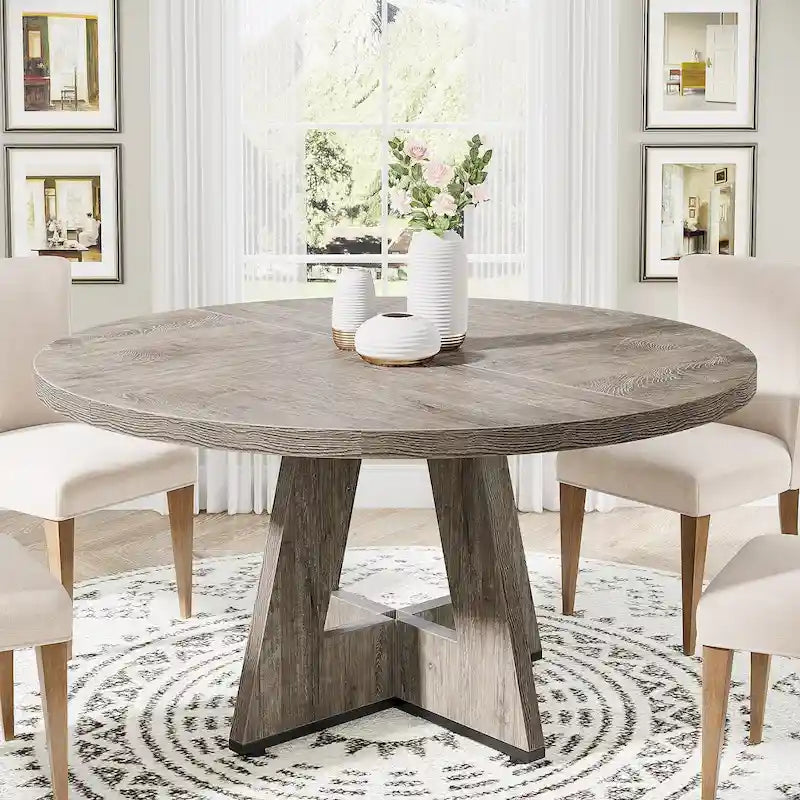 Tavolo da pranzo rotondo per 4, tavolo da cucina in stile rustico da 120 cm, tavolo da pranzo piccolo in legno per sala da pranzo e soggiorno