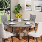 Table à manger ronde pour 4 personnes, table de cuisine de ferme de 119 cm, petite table à manger, table de cuisine en bois pour salle à manger, salon