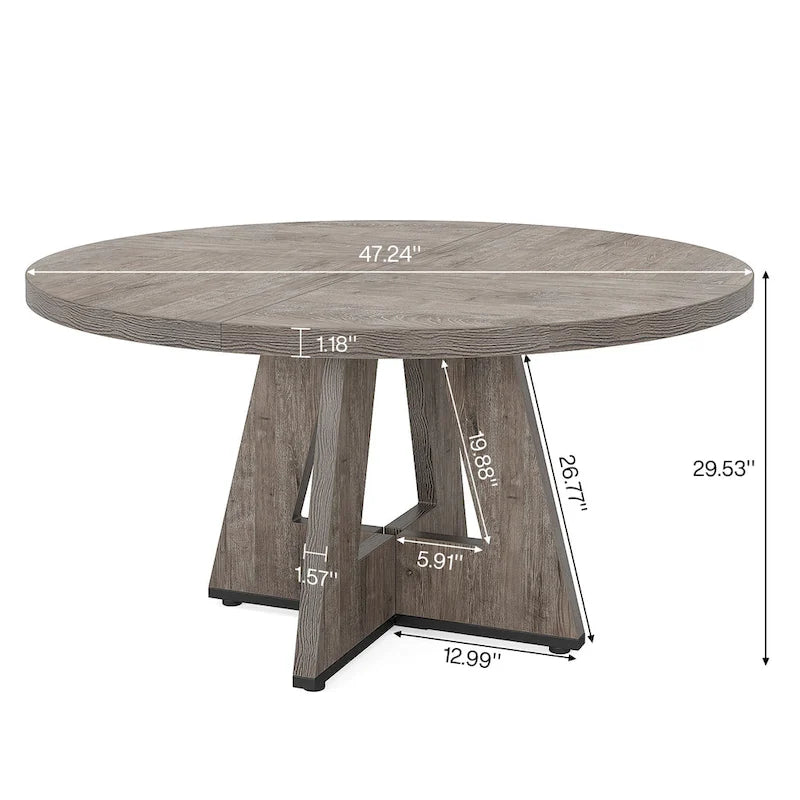 Table à manger ronde pour 4 personnes, table de cuisine de ferme de 119 cm, petite table à manger, table de cuisine en bois pour salle à manger, salon