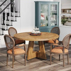 Table à manger ronde pour 4 personnes, table de cuisine de ferme de 119 cm, petite table à manger, table de cuisine en bois pour salle à manger, salon