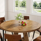 Table à manger ronde pour 4 personnes, table de cuisine de ferme de 119 cm, petite table à manger, table de cuisine en bois pour salle à manger, salon