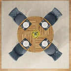 Table à manger ronde pour 4 personnes, table de cuisine de ferme de 119 cm, petite table à manger, table de cuisine en bois pour salle à manger, salon