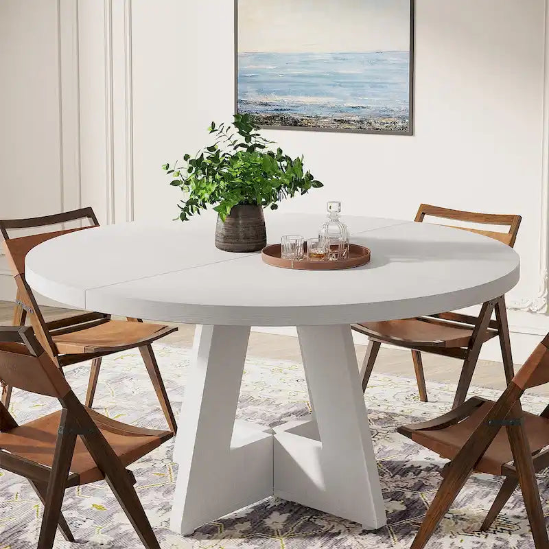 Table à manger ronde pour 4 personnes, table de cuisine de ferme de 119 cm, petite table à manger, table de cuisine en bois pour salle à manger, salon