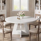 Table à manger ronde pour 4 personnes, table de cuisine de ferme de 119 cm, petite table à manger, table de cuisine en bois pour salle à manger, salon