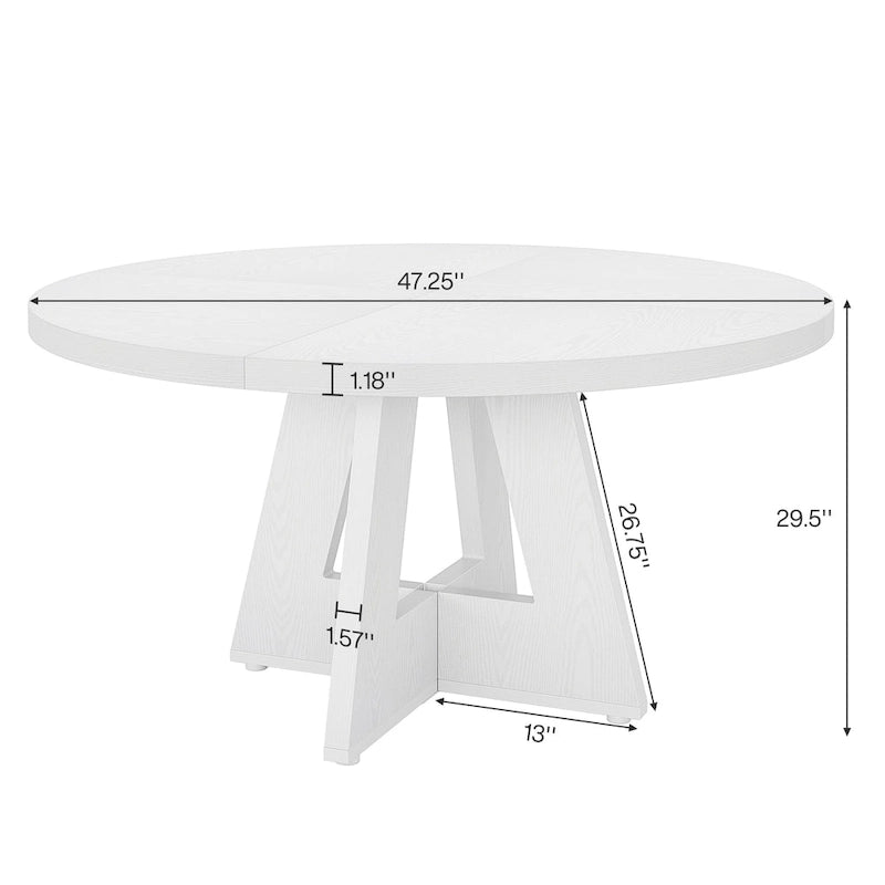 Table à manger ronde pour 4 personnes, table de cuisine de ferme de 119 cm, petite table à manger, table de cuisine en bois pour salle à manger, salon