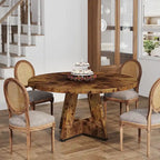 Table à manger ronde pour 4 personnes, table de cuisine de ferme de 119 cm, petite table à manger, table de cuisine en bois pour salle à manger, salon