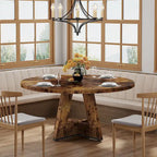 Table à manger ronde pour 4 personnes, table de cuisine de ferme de 119 cm, petite table à manger, table de cuisine en bois pour salle à manger, salon
