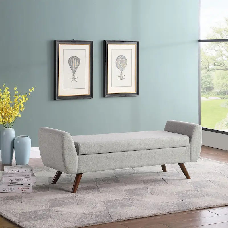 Banc de rangement moderne HomePop avec pieds en bois