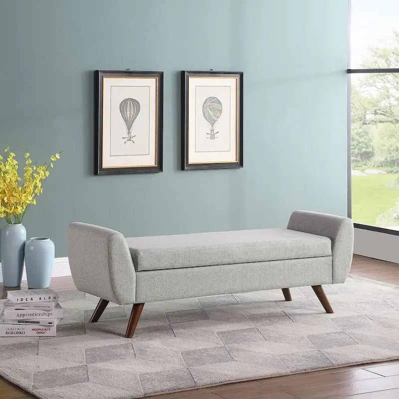 Panca Contenitore Moderna HomePop con Gambe in Legno
