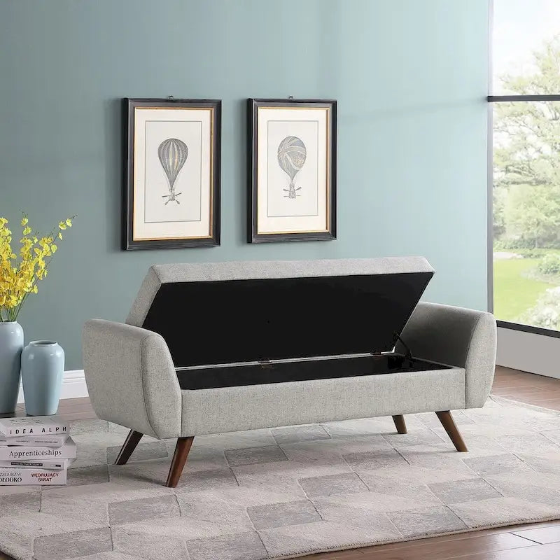 Panca Contenitore Moderna HomePop con Gambe in Legno