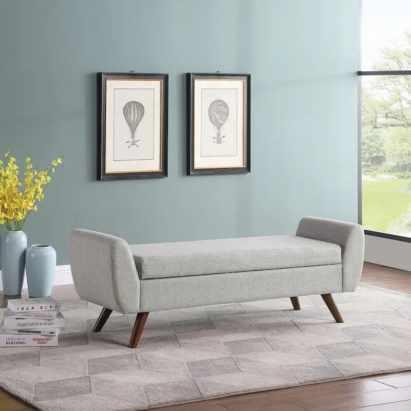 Panca Contenitore Moderna HomePop con Gambe in Legno