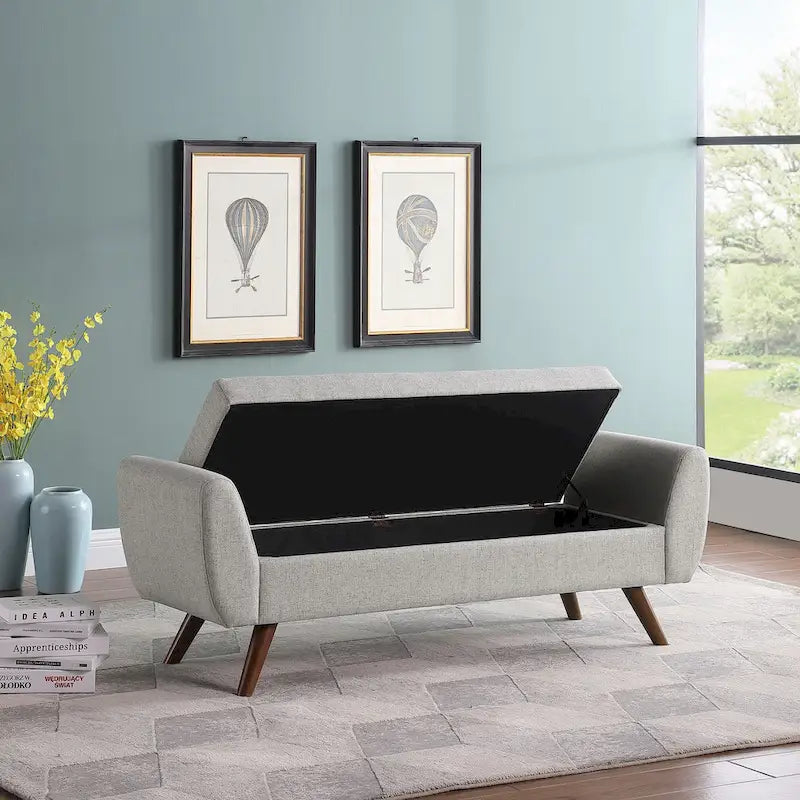 Panca Contenitore Moderna HomePop con Gambe in Legno