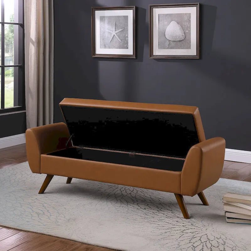 Panca Contenitore Moderna HomePop con Gambe in Legno