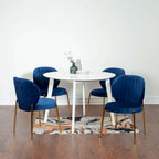 Ensemble de salle à manger contemporain 5 pièces Amoa de Roundhill Furniture, table ronde blanche et 4 chaises