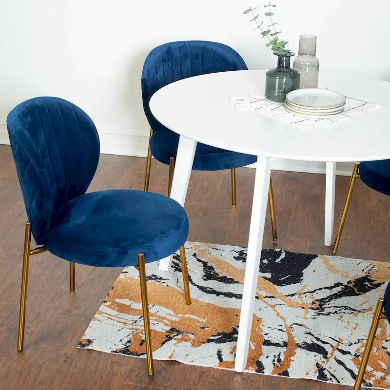 Ensemble de salle à manger contemporain 5 pièces Amoa de Roundhill Furniture, table ronde blanche et 4 chaises