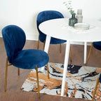 Ensemble de salle à manger contemporain 5 pièces Amoa de Roundhill Furniture, table ronde blanche et 4 chaises