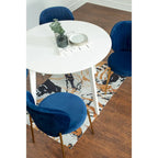 Ensemble de salle à manger contemporain 5 pièces Amoa de Roundhill Furniture, table ronde blanche et 4 chaises