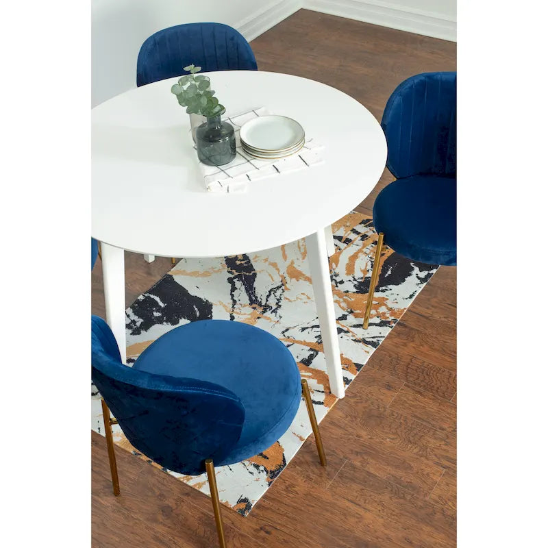 Ensemble de salle à manger contemporain 5 pièces Amoa de Roundhill Furniture, table ronde blanche et 4 chaises