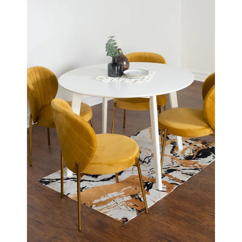 Ensemble de salle à manger contemporain 5 pièces Amoa de Roundhill Furniture, table ronde blanche et 4 chaises